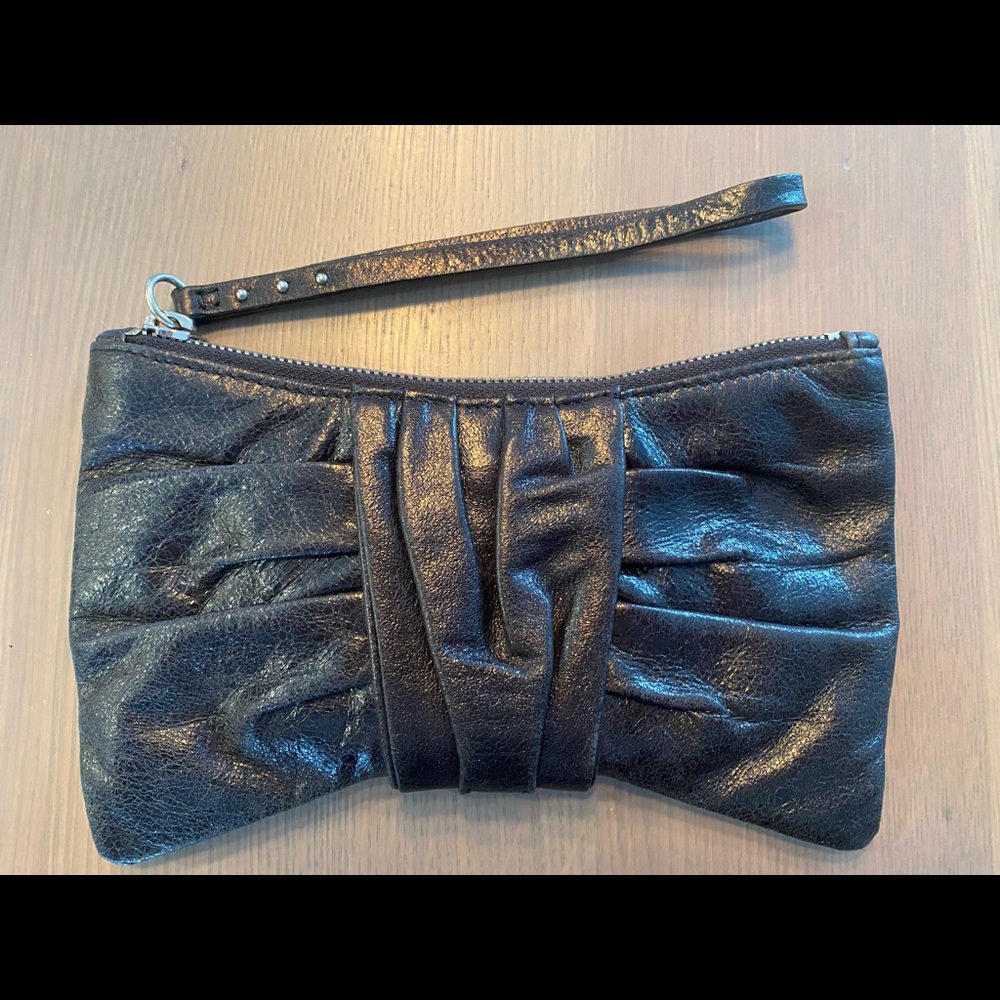 HOBO black leather wristlet